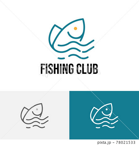 Fish Water Wave Fishing Club Monoline Logo 78021533