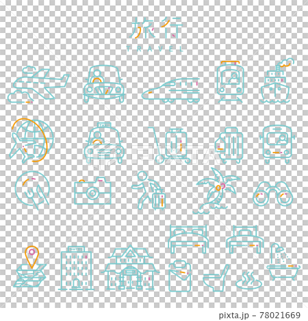 線画　3色アイコン  旅行　ミント 78021669