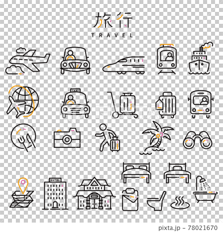 Line drawing 3 color icon travel black 78021670