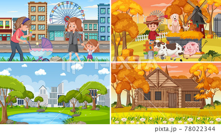 Set of different nature background scenes 78022344