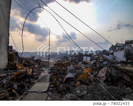 【東日本大震災】岩手県大槌町 被害を受けた建物の写真 78022435