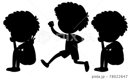 Cartoon character of kids silhouette on white background 78022647