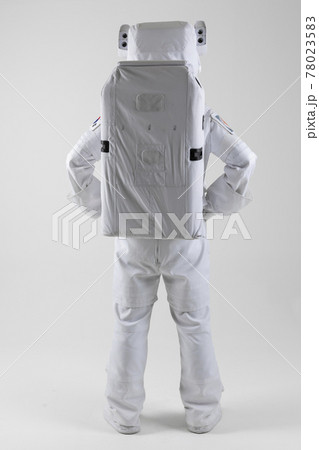 lively astronaut hands on the waist, white background 78023583
