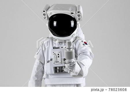 Astronaut with microphone, white background 78023608