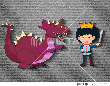 Little knight and dragon cartoon character 78023837