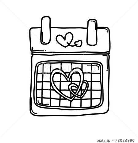 Calendar with heart Doodle vector icon. Drawing sketch illustration hand drawn cartoon line eps10 Calendar with heart Doodle vector icon. Drawing sketch illustration hand drawn cartoon line eps10 78023890