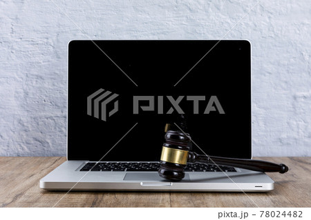 Crime and law - laptop and gavel 78024482