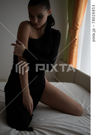 Brunette girl in a cat mask 78026853