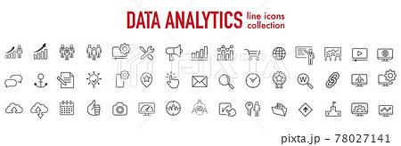 illustration of analysis statistics line icons  78027141