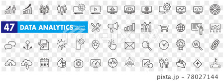 illustration of analysis statistics line icons  78027144