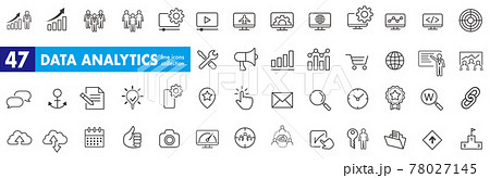 illustration of analysis statistics line icons  78027145