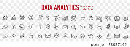 illustration of analysis statistics line icons  78027146