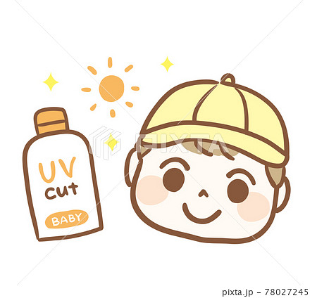 日焼け止めと赤ちゃんのイラストのイラスト素材