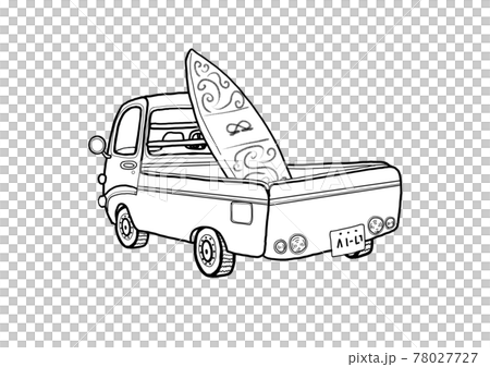 Illustration of a surfboard on a light truck Illustration of a surfboard on a light truck 78027727