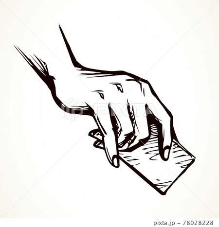 Hand with business card. Vector drawing 78028228