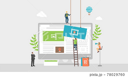 WEBデザイン・WEBサイト作成・システム開発 コンセプトベクター バナーイラスト WEBデザイン・WEBサイト作成・システム開発 コンセプトベクター バナーイラスト 78029760