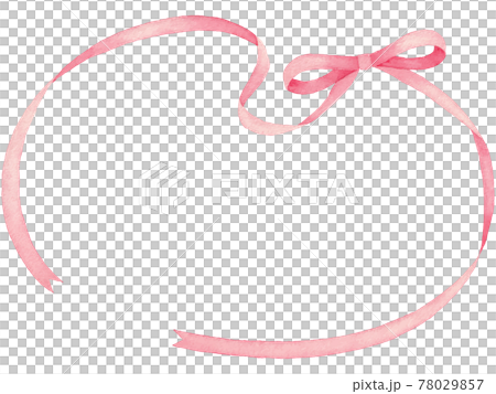 Vector illustration of ribbon frame drawn in watercolor (pink) 78029857