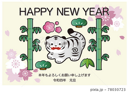 22年 年賀状 寅年 寅 虎 腰高虎 ホワイトタイガー 正月素材 かわいい おしゃれ イラストのイラスト素材
