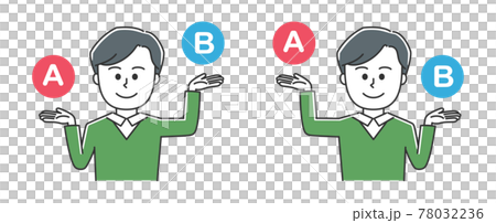 Male illustration of plain clothes comparing two types of A and B Male illustration of plain clothes comparing two types of A and B 78032236