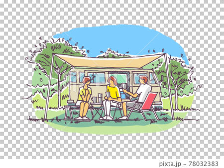 汽車營地的插圖 汽車營地的插圖 78032383