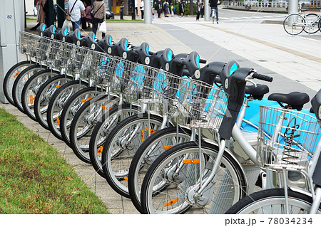 レンタルサイクルの自転車置き場 富山県富山駅の写真素材 78034234 Pixta
