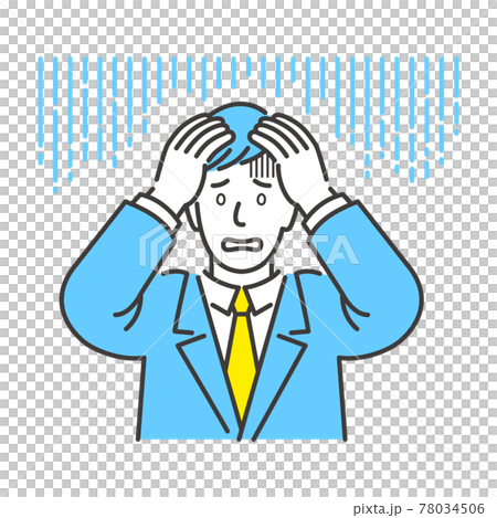 ショックで頭をかかえるスーツ姿の若いビジネスマン 78034506