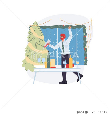 Flat cartoon character Merry Christmas New Year celebration vector illustration concept Flat cartoon character Merry Christmas New Year celebration vector illustration concept 78034615