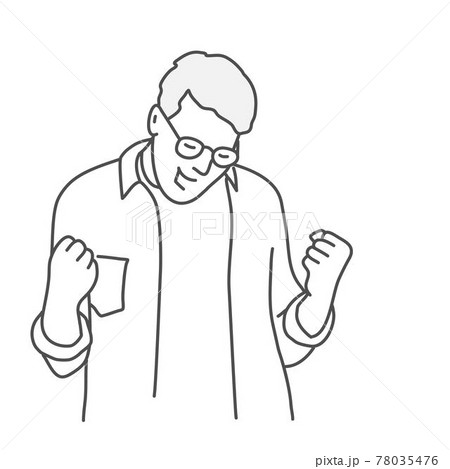 Successful man with clenched fists rejoices at success 78035476