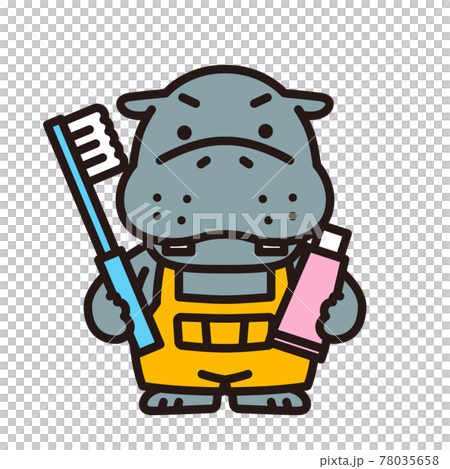 歯みがきをするカバくん 78035658