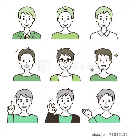 笑顔の男性1 シンプルな線画イラストのイラスト素材