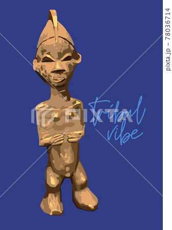 Vintage primitive woodenn statuette of a human. 78036714