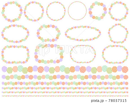 ストライプ模様の丸のラインとフレームのベクター素材セットのイラスト素材