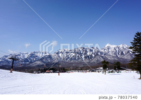 冬の戸隠連峰を望むゲレンデ（長野県） 78037540