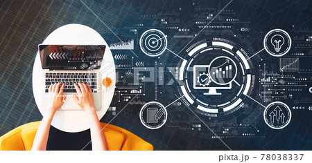 Marketing Strategy concept with person using a laptop 78038337