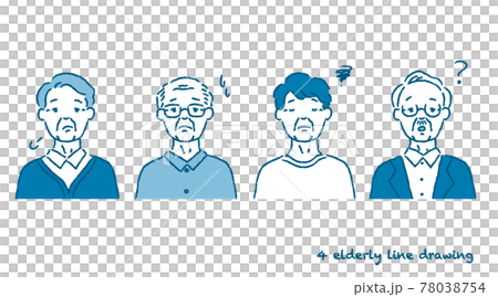 シニア男性のネガティブなセットイラストのイラスト素材