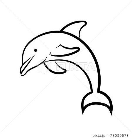 Line art vector illustration of a dolphin jumping from the sea 78039673