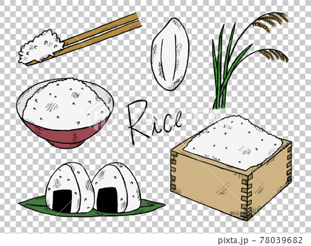 米やご飯の手書きイラストイメージのイラスト素材