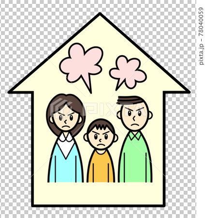 家の中で怒っている親子3人 78040059