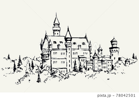 Famous German castle. Vector drawing 78042501