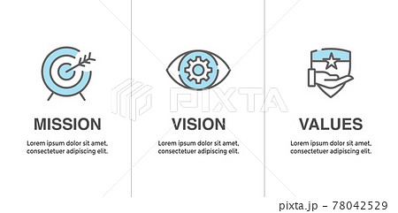 Mission Vision And Values Icon Set With Mission のイラスト素材