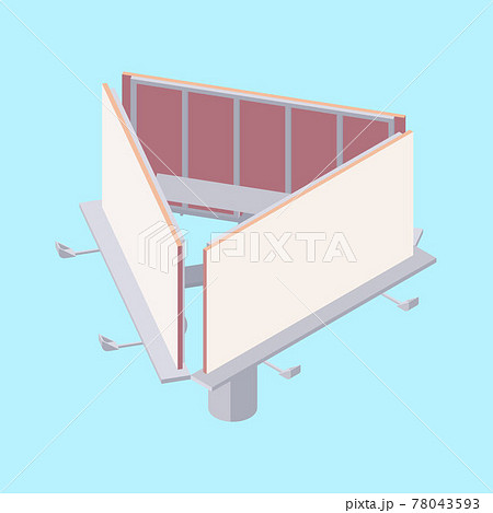 Isometric billboard with blank canvas for outdoor advertising. 78043593