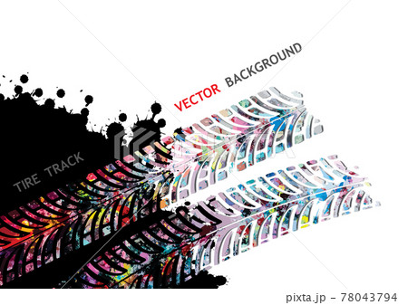 Colorful Tire Track On White Backgroundのイラスト素材