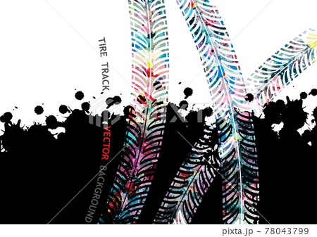 Colorful tire track on white background 78043799