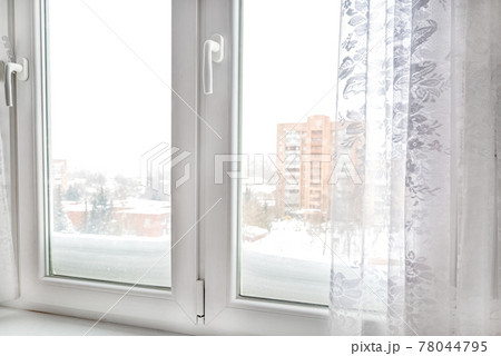 Modern plastic window frame close up Modern plastic window frame close up 78044795