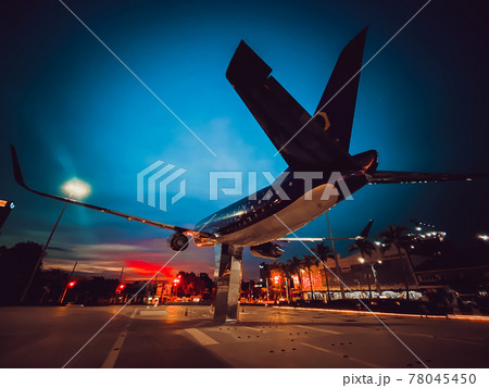 Pattaya shopping mall during covid lockdown at sunset, in Chonburi, Thailand 78045450