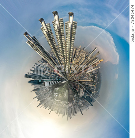 Aerial view of Bangkok Asoke, Khlong Toey during covid lockdown, Thailand 78045474