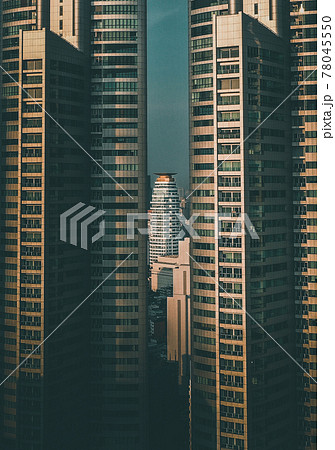 Aerial view of Bangkok Asoke, Khlong Toey during covid lockdown, Thailand Aerial view of Bangkok Asoke, Khlong Toey during covid lockdown, Thailand 78045550