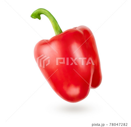 Sweet bell red pepper isolated on white background with clipping path. 78047282