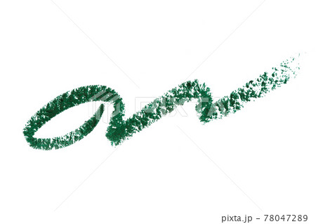 Eyeliner swatch stroke isolated on white background. Eye pencil green color texture sample. Eyeliner swatch stroke isolated on white background. Eye pencil green color texture sample. 78047289