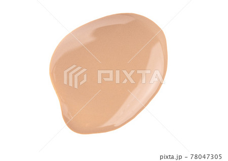 Makeup beige liquid foundation drop swatch. Nude liquid concealer smear smudge isolated on white. Makeup beige liquid foundation drop swatch. Nude liquid concealer smear smudge isolated on white. 78047305